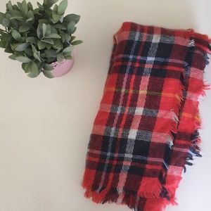 Aerie red plaid blanket scarf